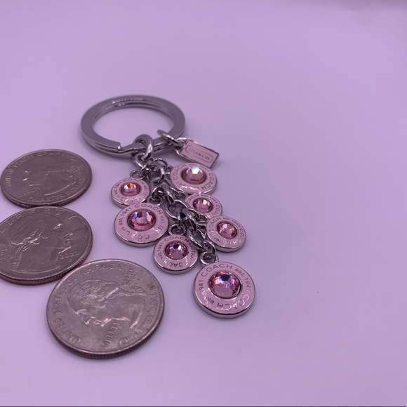 Coach Pink Diamond Pendant CZ keychain NEW - Picture 4 of 4